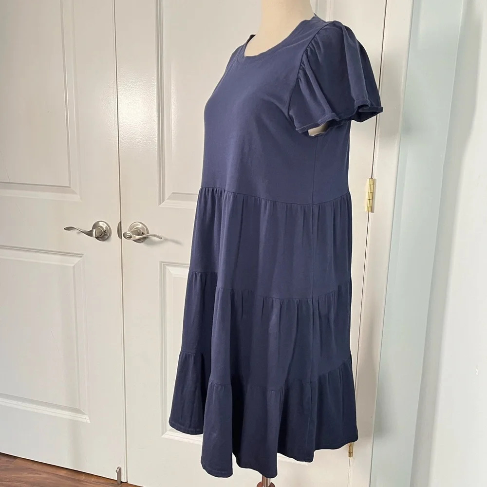 J.Crew Navy Knit broken-in jersey tiered mini dress size XS - Picture 4 of 8